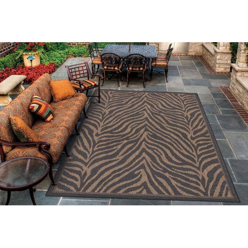  Couristan 15140121 Recife Zebra BlackCocoa Rug, 7-Feet 6-Inch by 10-Feet 9-Inch