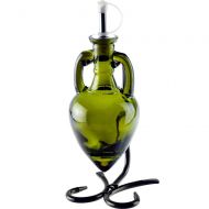 Couronne Company M405-250-22 Amphora Single Oil & Vinegar Glass Cruet Set w/Stand, 6.1 oz, Vintage Green, 1 Piece