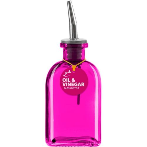  Couronne Company Roma Recycled Glass Oil or Vinegar Bottle w/Pour Spout, B6054P07, 6 Inch Tall, 8.5 Ounce, Fuchsia/Hot Pink, 1 Piece, 250ml