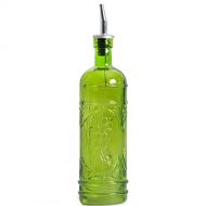 Couronne Company 16.1oz Lime Green Olive Leaf Multi-Purpose Kitchen Olive Oil, Liquid Hand, Dish Soap Decorative Glass Bottle Dispenser Designer Glass Bottle with Perfect Pour Stai