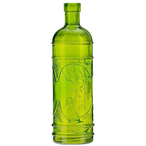  Couronne Company 16.1oz Lime Green Olive Leaf Multi-Purpose Kitchen Olive Oil, Liquid Hand, Dish Soap Decorative Glass Bottle Dispenser Designer Glass Bottle with Perfect Pour Stai