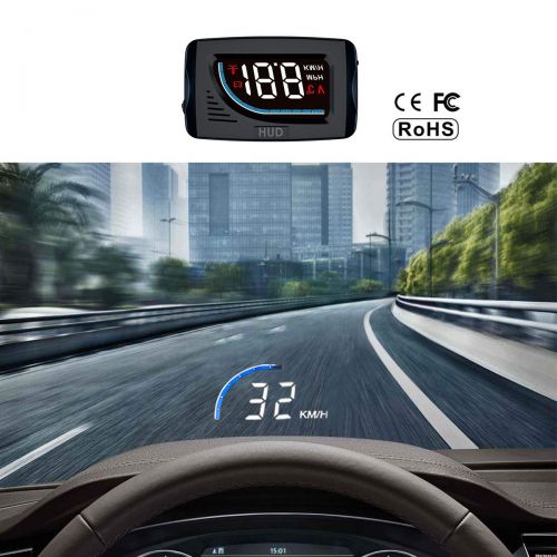  CousDUoBe Cousduobe Car HUD Head Up Display OBD II/EUOBD Interface,Vehicle Speed MPH KM/h,Engine RPM,OverSpeed Warning,Mileage Measurement,Water Temperature,Voltage