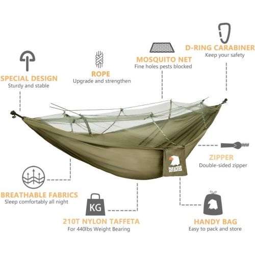  [아마존 핫딜] [아마존핫딜]Covacure Camping Hammock with Net - Lightweight COVACURE Double Hammock, Portable Hammocks for Indoor, Outdoor, Hiking, Camping, Backpacking, Travel, Backyard, Beach