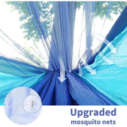  Covacure Camping Hammock with Net - Lightweight Hammock with 2 Tree Straps, Portable Hammocks for Indoor, Outdoor, Hiking, Camping, Backpacking, Travel, Backyard