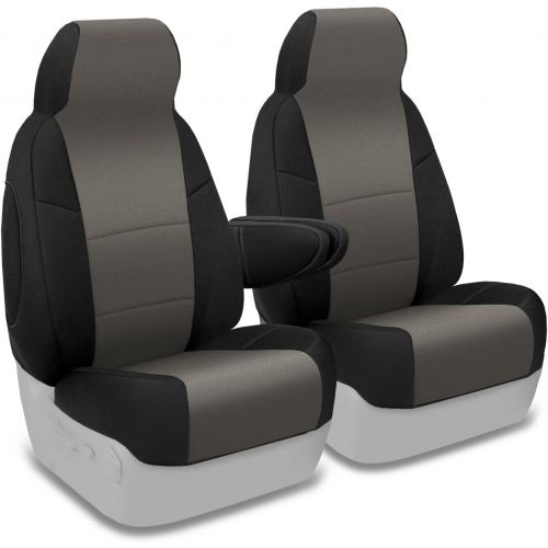  Coverking Custom Fit Front 50/50 Bucket Seat Cover for Select Chevrolet Express 1500/2500/3500 Models - Neosupreme (Charcoal with Black Sides)
