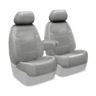 Coverking Custom Fit Front 50/50 Bucket Seat Cover for Select Lexus GX470 Models - Premium Leatherette Solid (Light Gray)