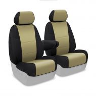 Coverking Custom Fit Front 50/50 Bucket Seat Cover for Select Lexus GX470 Models - Neosupreme (Tan with Black Sides)