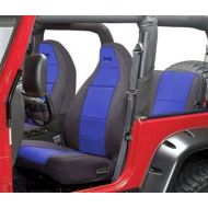 Coverking Front 50/50 Bucket Custom Fit Seat Cover for Select Jeep Wrangler TJ Models - Neoprene (Blue with Black Sides)