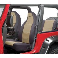 Coverking Front 50/50 Bucket Custom Fit Seat Cover for Select Jeep Wrangler TJ Models - Neoprene (Tan with Black Sides)