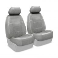 Coverking Custom Fit Front 50/50 Bucket Seat Cover for Select Mercedes-Benz C-Class Models - Premium Leatherette Solid (Light Gray)