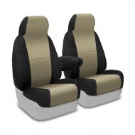 Coverking Custom Fit Front 50/50 Bucket Seat Cover for Select Ford E-Series Models - Neoprene (Tan with Black Sides)
