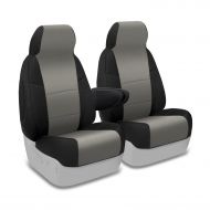 Coverking Custom Fit Front 50/50 Bucket Seat Cover for Select Ford E-Series Models - Neoprene (Medum Gray with Black Sides)