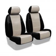 Coverking Custom Fit Seat Cover for Select Toyota Tacoma Models - Premium Leatherette (Cashmere with Black Sides)