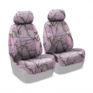 Coverking Front 50/50 Bucket Custom Fit Seat Cover for Select Toyota Tundra Models - Neosupreme Camo Real Tree (AP Pink Solid)