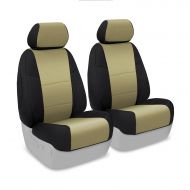 Coverking Custom Fit Front 50/50 Bucket Seat Cover for Select Jeep Grand Cherokee Models - Neosupreme (Tan with Black Sides)