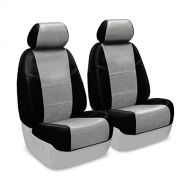 Coverking Custom Fit Front 50/50 Bucket Seat Cover for Select Mercedes-Benz CLK-320/430/55 AMG Models - Premium Leatherette 2-Tone (Light Gray with Black Sides)