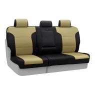 Coverking Custom Fit Rear 60/40 Bench Seat Cover for Select Toyota Prius Models - Neosupreme (Tan with Black Sides)