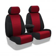 Coverking Custom Fit Front 50/50 Bucket Seat Cover for Select Honda Element Models - Neosupreme (Red with Black Sides)