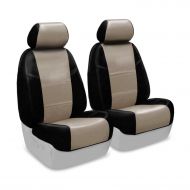 Coverking Custom Seat Cover for Select Acura MDX Models - Premium Leatherette (Taupe with Black Sides)