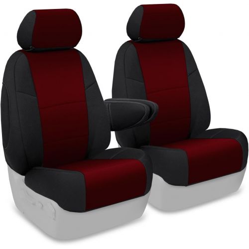  Coverking Custom Fit Front 50/50 Bucket Seat Cover for Select Saturn Vue Models - Neosupreme (Wine with Black Sides)