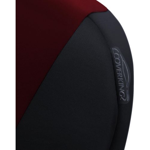  Coverking Custom Fit Front 50/50 Bucket Seat Cover for Select Saturn Vue Models - Neosupreme (Wine with Black Sides)