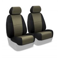 Coverking Custom Fit Front 50/50 Bucket Seat Cover for Select Ford Models - Spacermesh 2-Tone (Taupe with Black Sides)