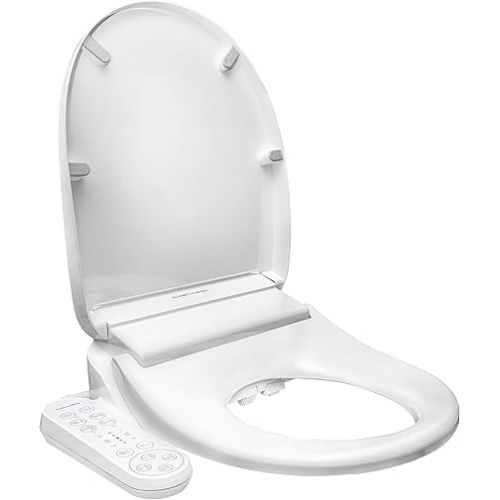  Coway Bidetmega 150 Smart Electronic Bidet Seat with Innovative i-WAVE Technology (For Rounded Toilet Bowl), Bidetmega 150R, White