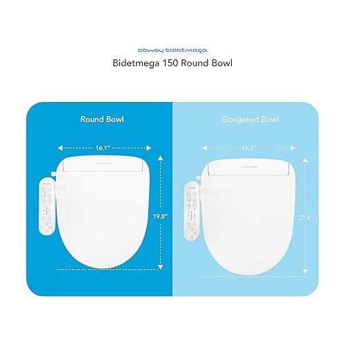  Coway Bidetmega 150 Smart Electronic Bidet Seat with Innovative i-WAVE Technology (For Rounded Toilet Bowl), Bidetmega 150R, White