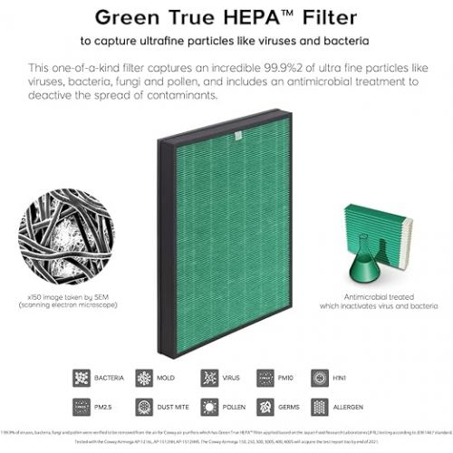  Coway Airmega 230/240 Air Purifier Replacement Filter Set, Max 2 Green True HEPA and Active Carbon Filter