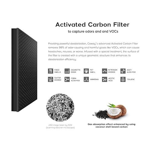  Coway Airmega 150 Air Purifier Replacement Filter Set, Green True HEPA and Active Carbon Filter, AP-1019C-FP