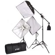 CowboyStudio 2400 Watt Digital Video Lighting Kit with Boom for Video and Digital Photography (VL-9004s-B8)
