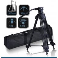 CowboyStudio 62 Pro Video Photo Aluminum Tripod Fluid Pan Head Kit with Handle and Case, FC270A (62inch)