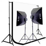 CowboyStudio 2000 Watt Digital Video Continuous Lighting Kit with Carrying Case, 10 X 12ft Black & White Muslin Backdrops with Backdrop Support System and Cases