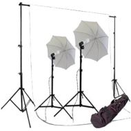 CowboyStudio 800 Watt Photo Studio Continuous Lighting Kit, 10 X 12ft Green Muslin Backdrop with Background Support System & Carry Case