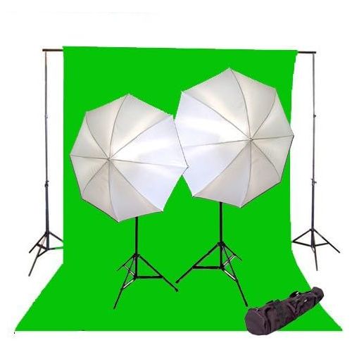  CowboyStudio 800 Watt Photo Studio Continuous Lighting Kit, 10 X 12ft Green Muslin Backdrop with Background Support System & Carry Case