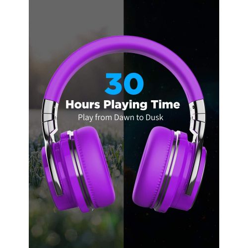  [아마존핫딜][아마존 핫딜] Cowin COWIN E7 PRO [Upgraded] Active Noise Cancelling Headphones Bluetooth Headphones with Microphone/Deep Bass Wireless Headphones Over Ear, 30 Hours Playtime for Travel/Work, Purple