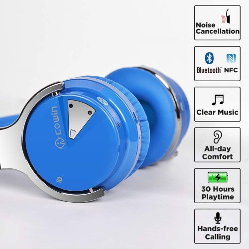  [아마존베스트]Cowin COWIN E7 Active Noise Cancelling Headphones Bluetooth Headphones with Microphone Deep Bass Wireless Headphones Over Ear, Comfortable Protein Earpads, 30 Hours Playtime for Travel/W