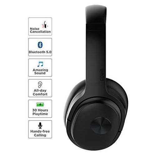  COWIN SE7 Active Noise Cancelling Headphones Bluetooth Headphones Wireless Headphones Over Ear with Microphone/Aptx, Comfortable Protein Earpads, 30 Hours Playtime for Travel/Work,