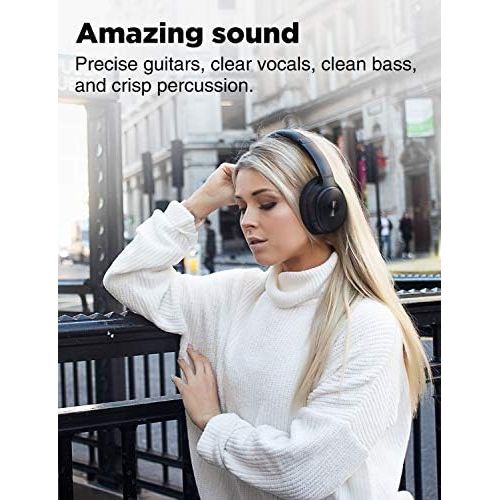  COWIN SE7 Active Noise Cancelling Headphones Bluetooth Headphones Wireless Headphones Over Ear with Microphone/Aptx, Comfortable Protein Earpads, 30 Hours Playtime for Travel/Work,