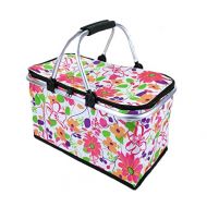 Cocobuy Collapsible Insulated Picnic Bag Grocery Shopping Basket Market Tote Carry Basket Folding Bag Basket for Family, Vacations, Parties, Travel, Party, Beach, Picnics,Everyday