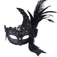 Coxeer Venetian Masquerade Masks Mardi Gras Costume with Feather Flowers