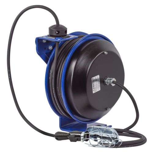  Coxreels EZ-PC13-5016-E Safety Series Spring Rewind Power Cord Reel: Incandescent Cage Light, 50 cord, 16 AWG
