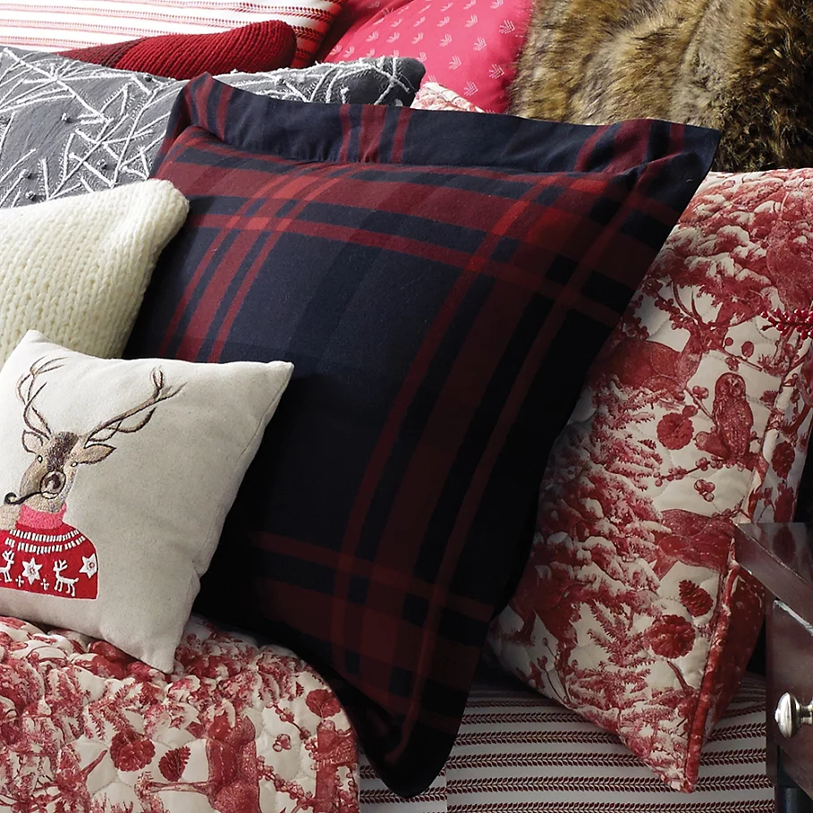 Cozy Merry Plaid Standard Pillow Sham in RedBlack