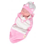 Cozy Cocoon Super Easy Swaddling Outfit with Matching Hat, Pink, Little Princess, 3-6 Months