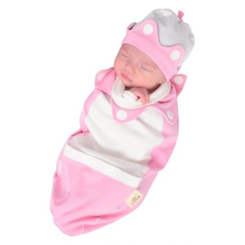  Cozy Cocoon Super Easy Swaddling Outfit with Matching Hat, Pink, Little Princess, 3-6 Months