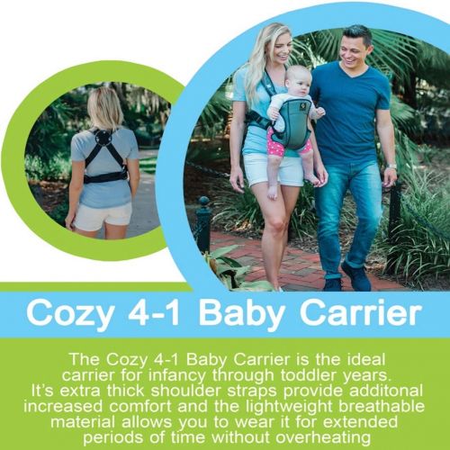  Cozy Cover Cozy 4-in-1 Convertible Baby Carrier (Grey) - The Ergonomic Infant Carrier with Additional Padding in The Straps for Your Comfort. Ideal for Newborn to Toddler with 4 Ways to Carry