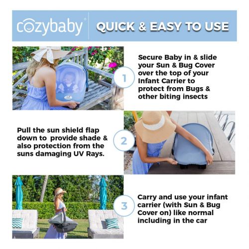  Summer Cozy Cover Sun & Bug Cover (Glacier Gray) - The Industry Leading Infant Carrier Cover Trusted by Over 2 Million Moms Worldwide for Protecting Your Baby from Mosquitos, Insec