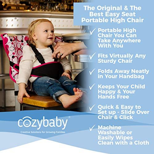  [아마존베스트]Cozy Cover Easy Seat Portable High Chair (Black) - Quick, Easy, Convenient Cloth Travel High Chair Fits...