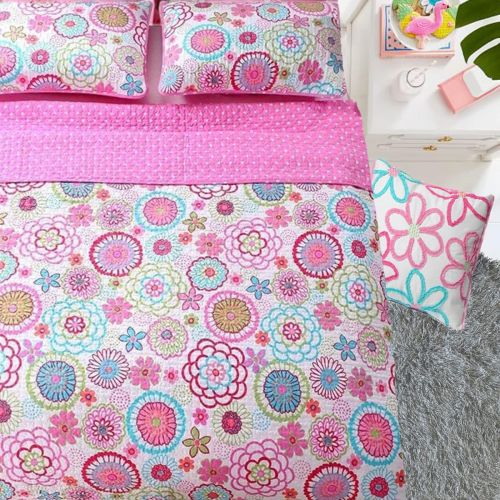  [아마존베스트]Cozy Line Home Fashions Mariah Pink Polka Dot Colorful Reversible Quilt Bedding Set, Coverlet, Bedspreads (Twin - 2 Piece: 1 Quilt + 1 Standard Sham)