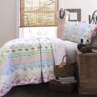 Cozy Line Home Fashions Cozy Line 100% Cotton Lightweight Vintage Cottage Bedding Pink Roses Shabby Chic Floral Patchwork Girls Quilt Set , 2 Pieces Twin